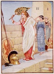 Often she would stand upon the walls of Troy, illustration from The Story of Greece by Mary Macgregor